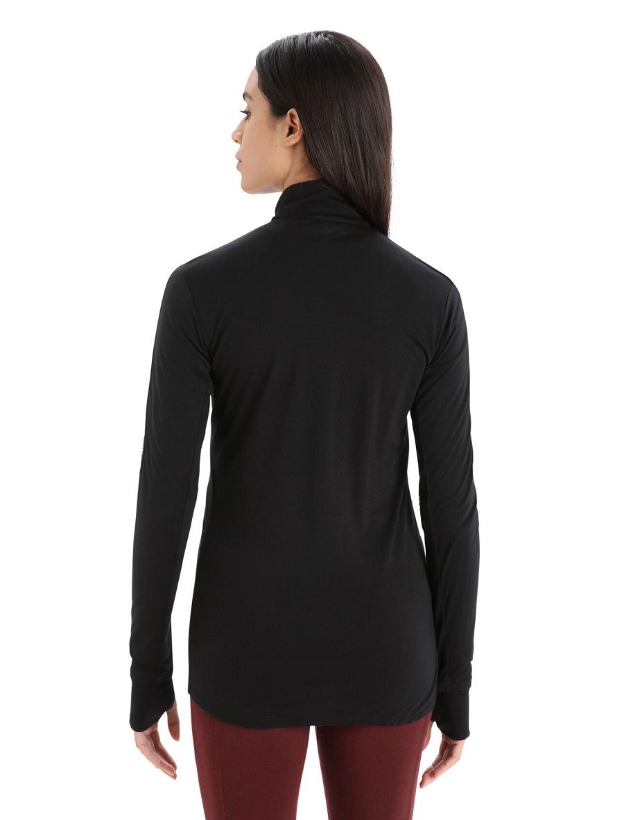 Bluzy Z Kapturem Icebreaker ZoneKnit™ Merino Long Sleeve Zip Damskie Czarne | PL 1279AHKP